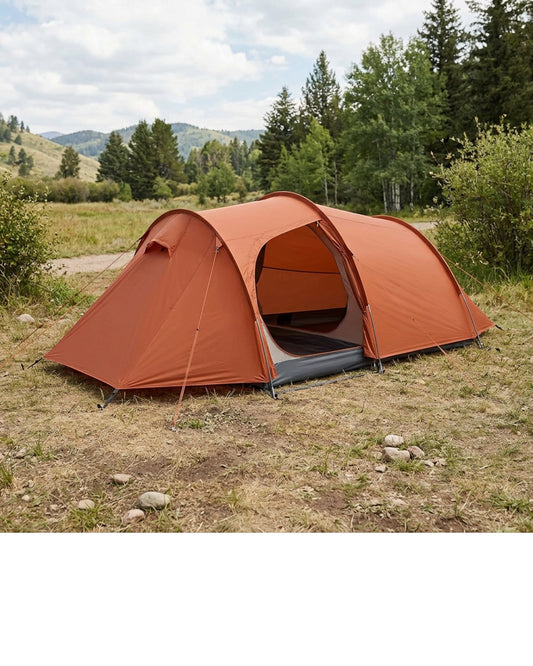 Xzva Backpacking Tunnel Tent 1 Person Orange - Lifestyle view